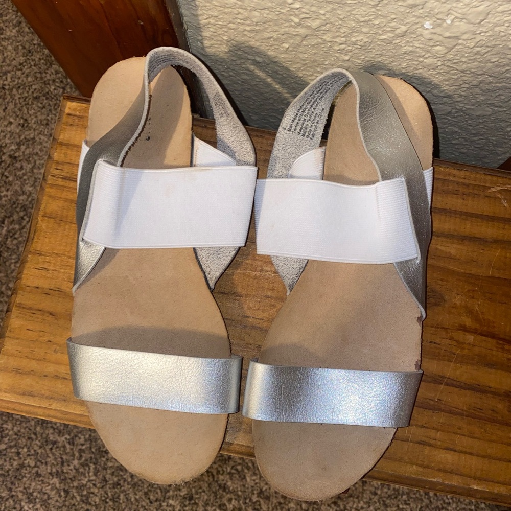 Silver and White Sandals